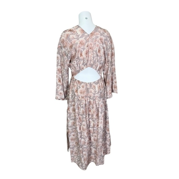 Vince Dahlia Pink Floral Print V-neck Dress, Open Back, Size XS - Picture 11 of 16